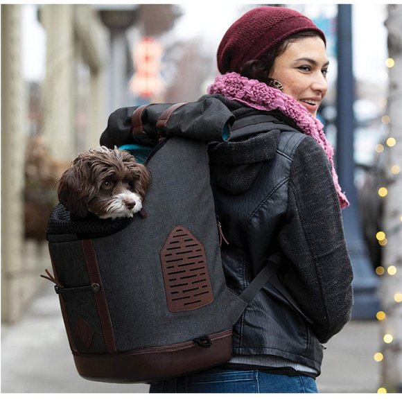 Kurgo K9 Rucksack Heather Black Waterproof Up to 25 Lb Dog Carrier Backpack - Picture 2 of 5